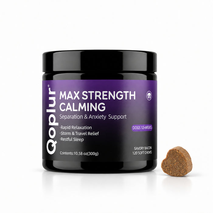 Qoplur Calming Chews for Dogs with L-Theanine, Chamomile & Melatonin, 120 Count