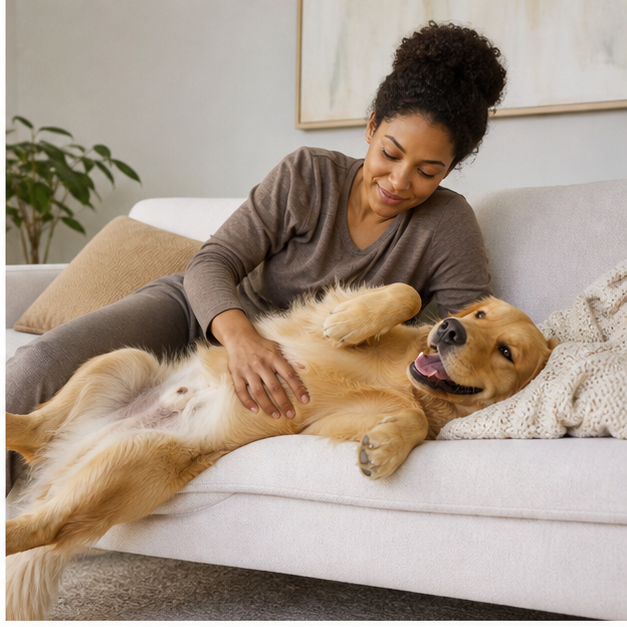 Dog enjoying a daily home routine