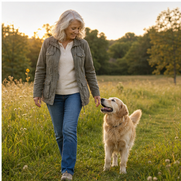Older dog enjoying an outdoor walk